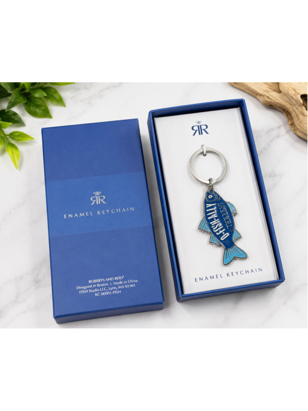 Roberts & Reid O-Fish-Ally the Best Enamel Fish Keychain Gift Box